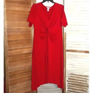 Catherines Dress size 14 Twist-Knot Midi Short Sleeve Dress Red